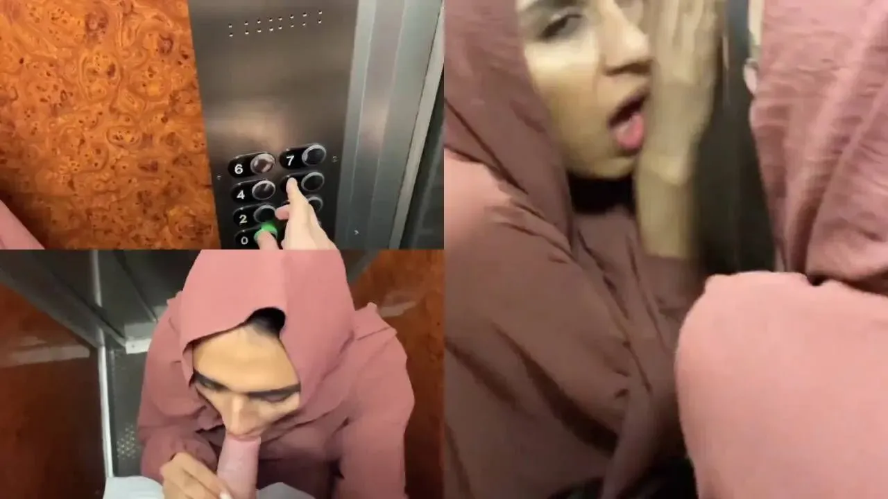 Indian desi sex Sexy Arab hijab girl fucking and blowing her nose in the elevator