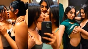 Girls Play with Their Boobs and Kiss